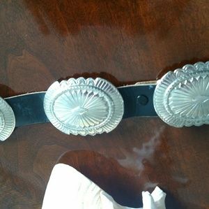 Leather and "silver" concho belt
